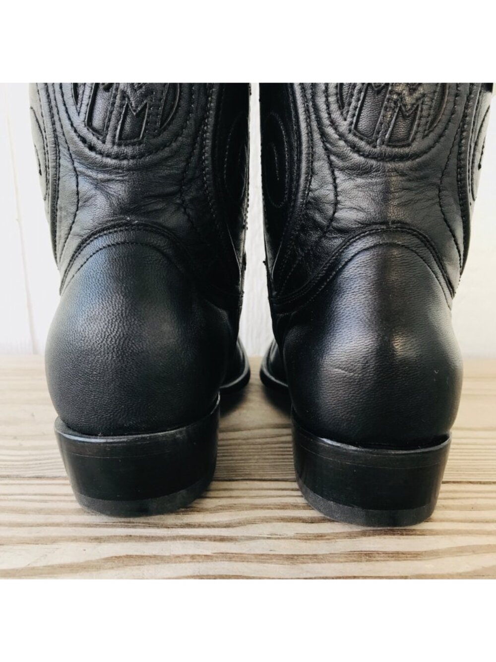 Montana San Angelo Womens Black Corded Cowboy Western Boots 8 W M2136 - Picture 7 of 13